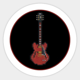 Tiled Pixel Red SG Guitar in a Black Circle Sticker